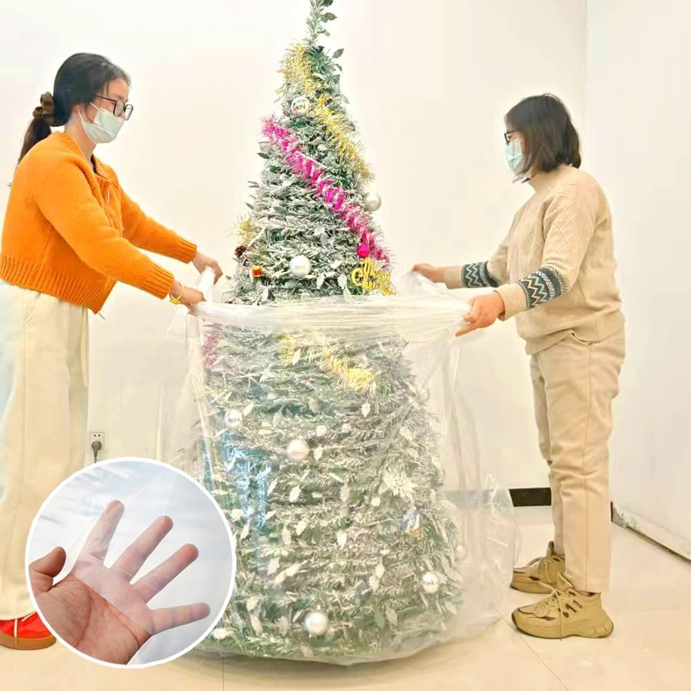 TopSoon Christmas Tree Removal Bag 9-Feet Tall by 6-Feet Wide Christmas Tree Disposal Bag Plastic Patio Furniture Cover Large Clear Storage Bag - Image 4