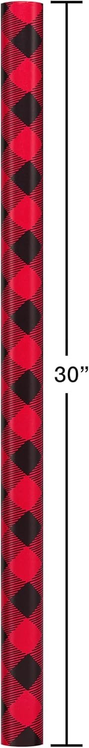 American Greetings 120 sq. ft. Red and Black Christmas Wrapping Paper Set with Cut Lines (4 rolls 30 in. x 12 ft., 7 Bows, 30 Gift Tags), Christmas Text, Plaid, Reindeer and Snowflakes - Image 9
