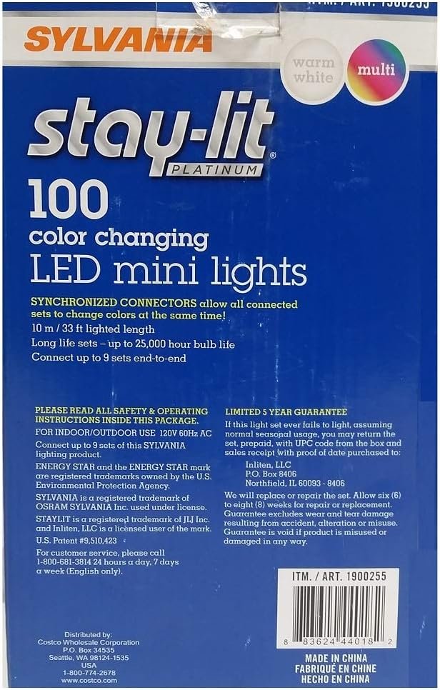 Sylvania Platinum 100-Count Color Changing LED Mini Dual Lights (33 ft. Length) (2 Pack) - Image 3