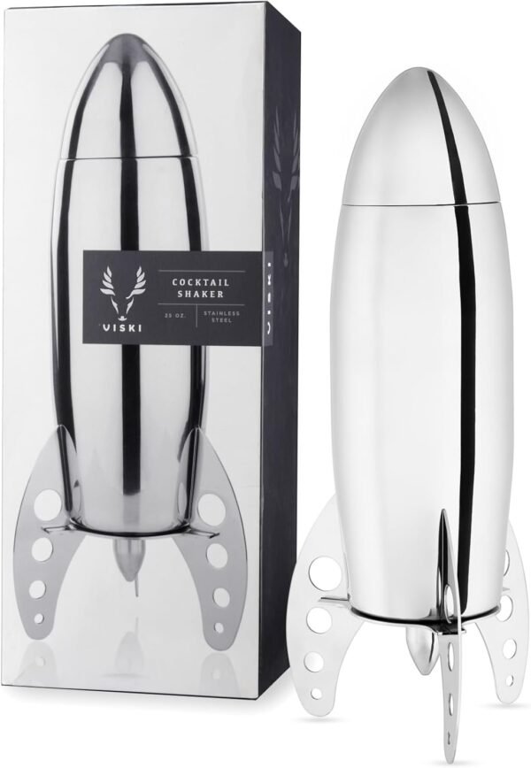 Viski Rocket Cocktail Shaker with Strainer Bar Set, Martini Shaker, Mixed Drink Shaker, Stainless Steel Cocktail Shaker, Bartending Tools, 24oz - Image 2
