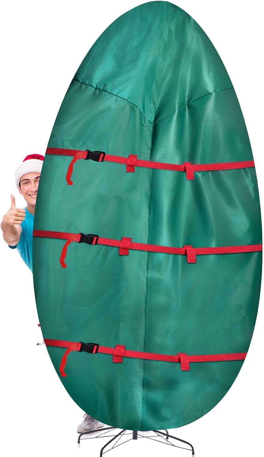 12 Ft Jumbo Upright Christmas Tree Storage Bag 420d Oxford Heavy Duty Large Christmas Tree Storage Bag Holds Up to 9-12 ft Tall Artificial Trees Xmas Storage Container with Handles Sleek Zipper - Image 2