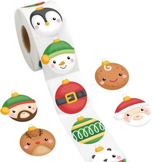Ornament Stickers Christmas Roll Sticker for Kids Christmas Cards Envelopes Seal Gift Tags 500Pcs - Image 2