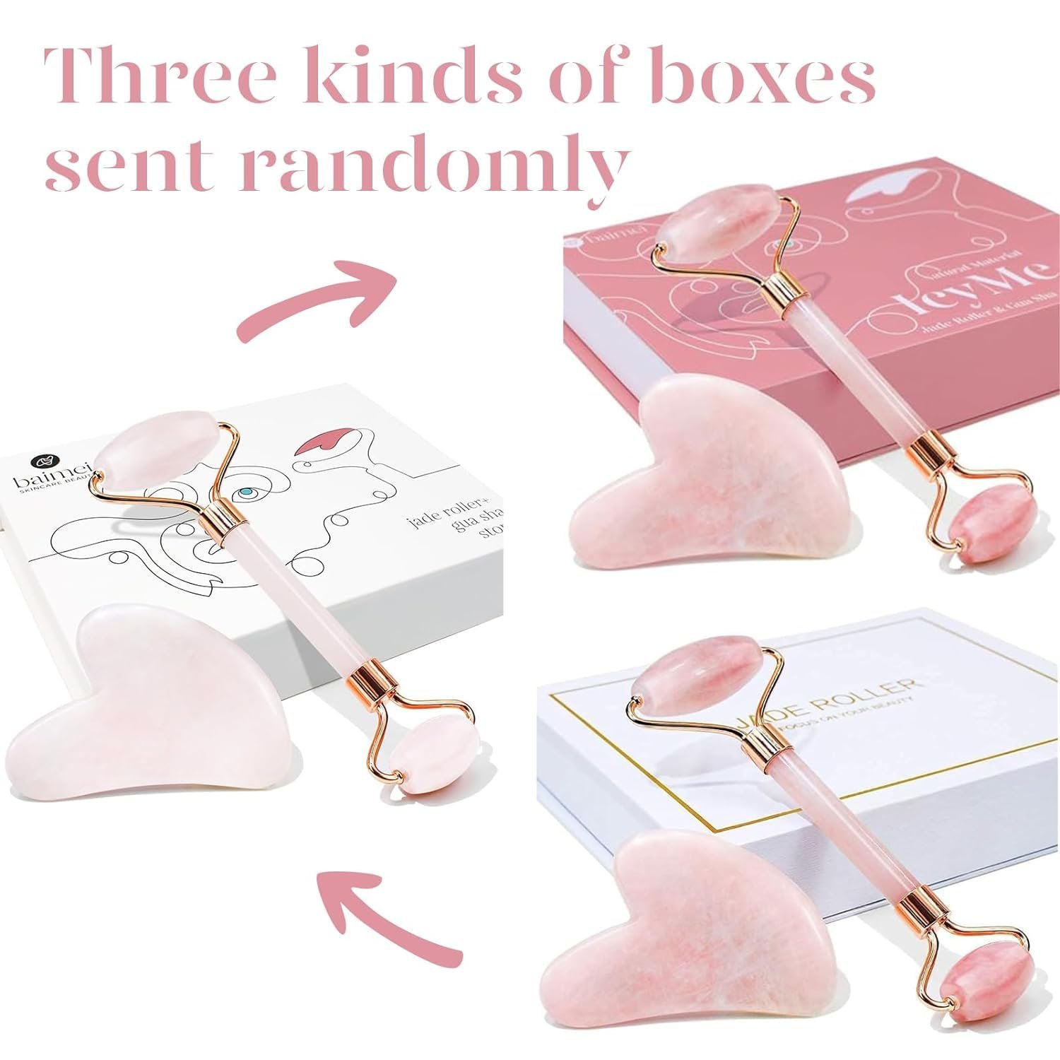 BAIMEI IcyMe Jade Roller & Gua Sha, Face Roller Redness Reducing Skin Care Tools, Self Care Pink Gift for Men Women, Massager for Face, Eyes, Neck, Relieve Fine Lines and Wrinkles - Rose Quartz - Image 10