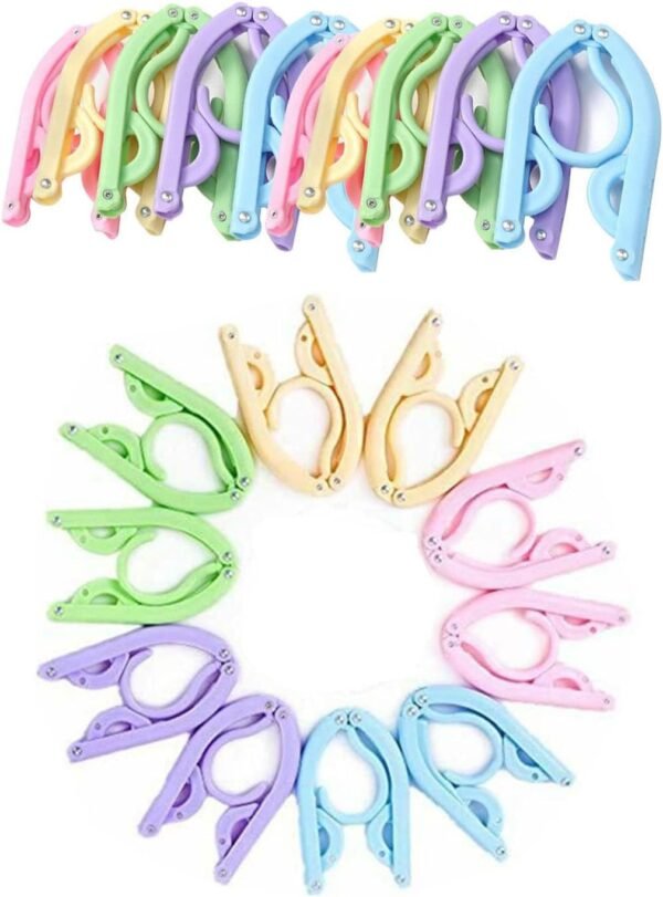 BANSHAN 20PCS Portable Travel Coat Hangers, 5 Color Plastic Travel Hangers Foldable, Travel Accessories for Holiday Camping,Multifunction Travel Essentials - Image 2