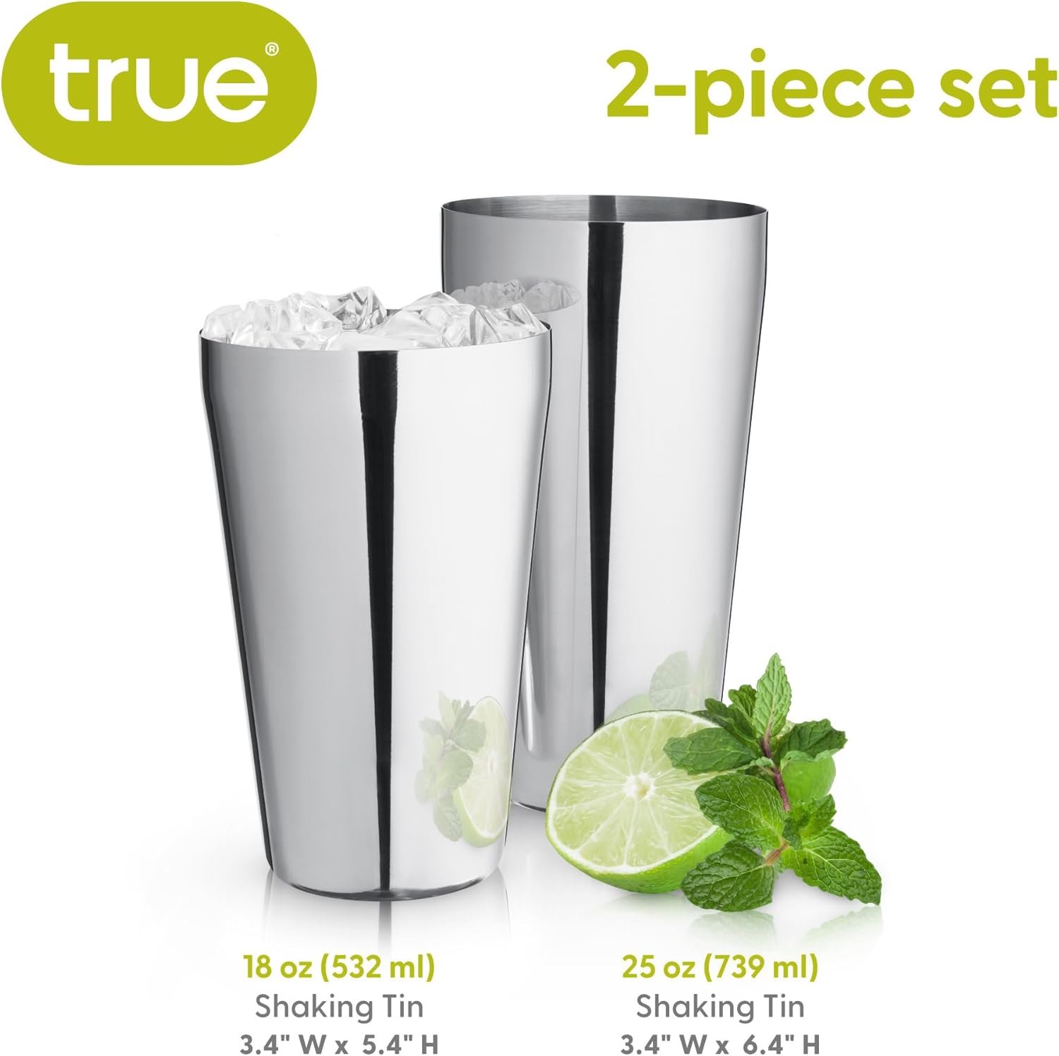 True Advance Boston Cocktail Shaker set, Stainless steel Boston Drink Shaker, Martini Shaker set of 2, 18oz & 25oz - Image 4