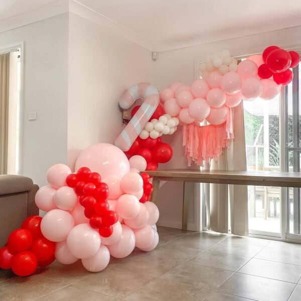 140Pcs Christmas Balloon Garland Arch Kit - Red Pink Candy Cane Balloons Sweet Lollipop Foil Balloon for Christmas New Year Birthday Xmas Holiday Party Decorations - Image 5