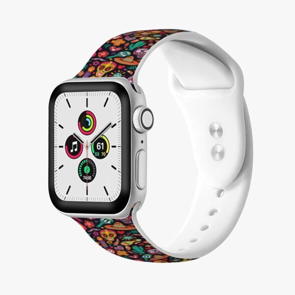 Dia De Los Muertos Day Of The Dead Mexican Watch Bands Compatible with Apple Watch Band 38mm 40mm 41mm 42mm 44mm 45mm 49mm for Women Men, Soft Sport Strap Silicone Replacement Wristband for iWatch - Image 3