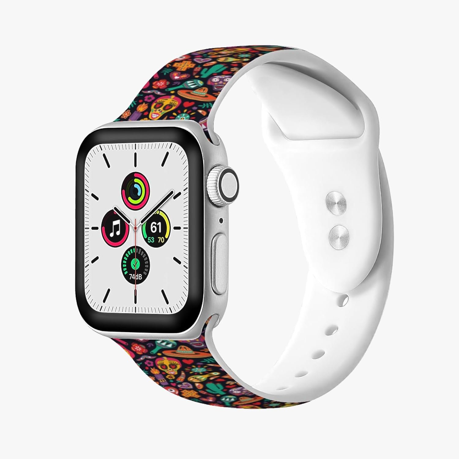 Dia De Los Muertos Day Of The Dead Mexican Watch Bands Compatible with Apple Watch Band 38mm 40mm 41mm 42mm 44mm 45mm 49mm for Women Men, Soft Sport Strap Silicone Replacement Wristband for iWatch - Image 3