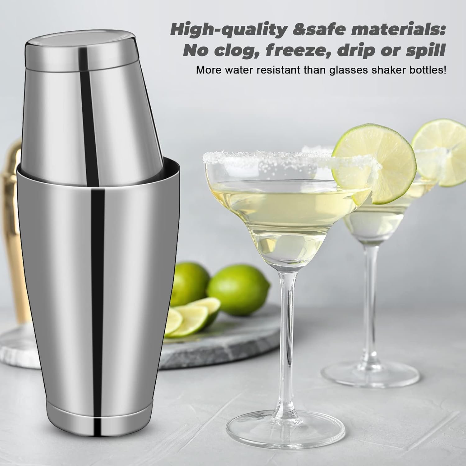 6 Pcs Cocktail Shakers Professional Bar Shaker Boston Shaker Set Stainless Steel Martini Shaker Drink Mixer Basic Tool Weighted Shake Metal Can Cocktail Shaker Set, 18 oz, 28 oz (Silver) - Image 6