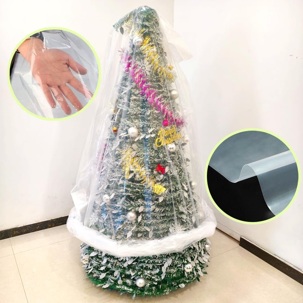 TopSoon Christmas Tree Removal Bag 9-Feet Tall by 6-Feet Wide Christmas Tree Disposal Bag Plastic Patio Furniture Cover Large Clear Storage Bag - Image 9