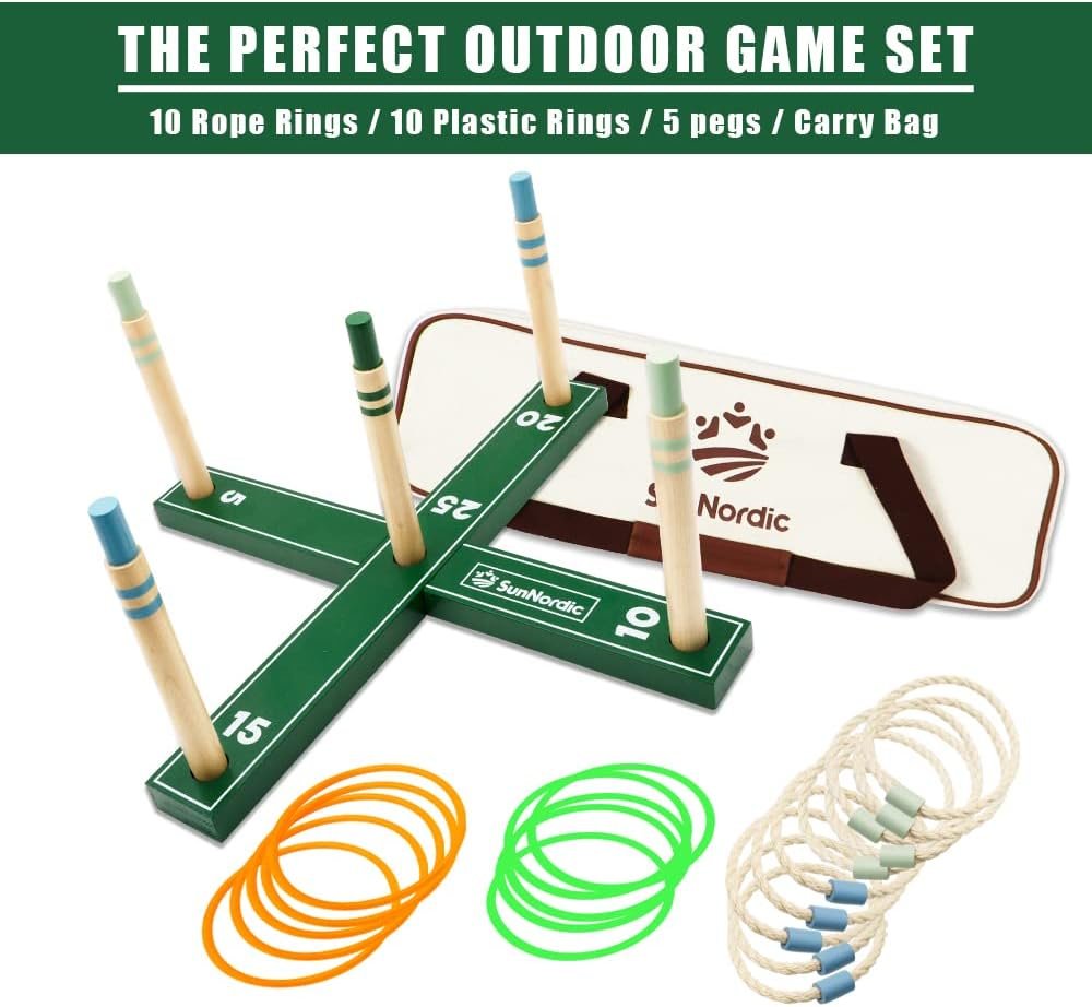 Ring Toss Outdoor Game Set, Fun Outdoor Yard Game with Toss Rings & Carrying Bag for All Weather, Ring Toss Yard Game for Kids, Adults & Family - Image 5