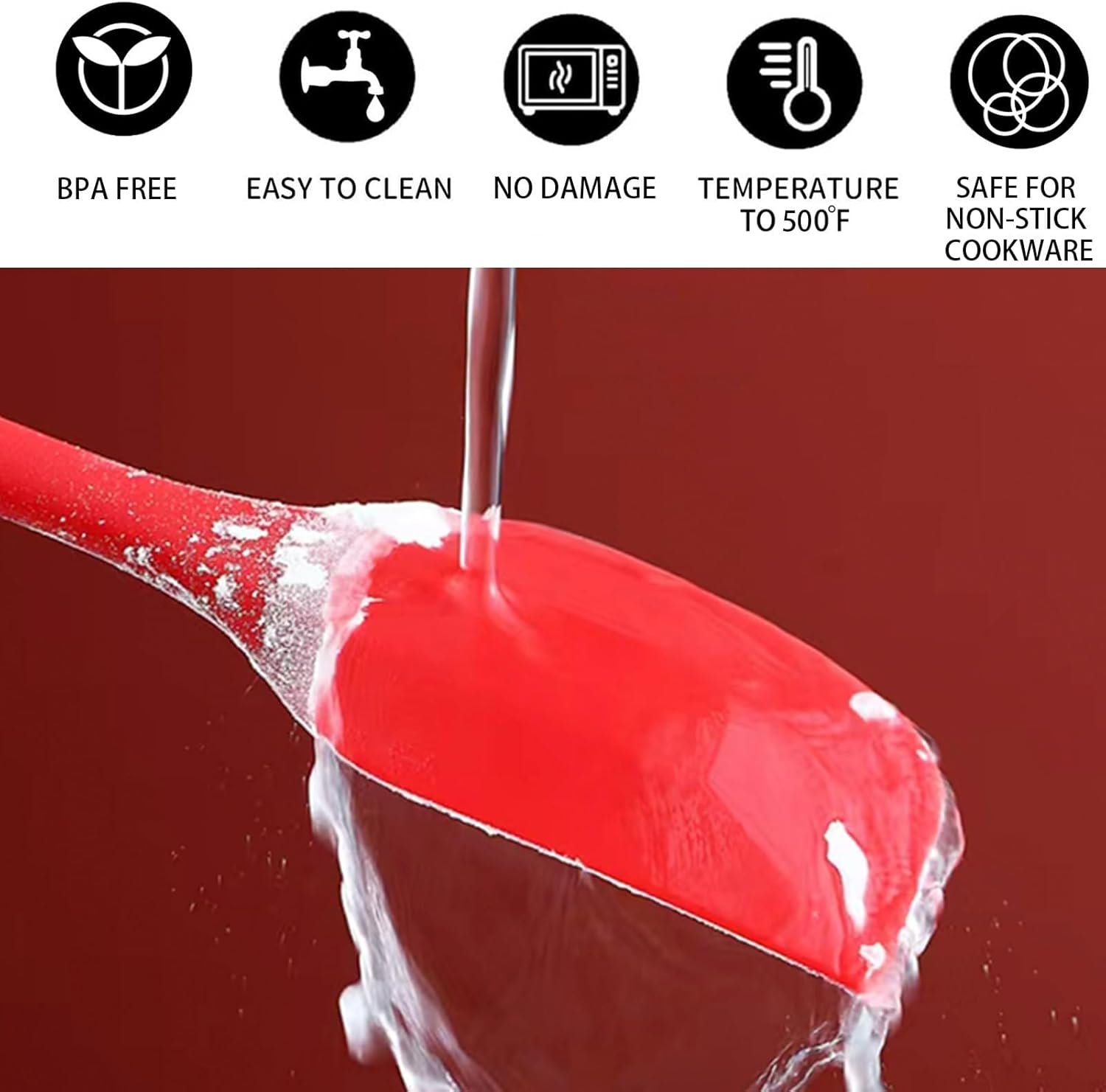 8 Pieces Silicone Spatulas, 8.3 inch Small Spatulas Non-stick Heat-Resistant Non-stick with Stainless Steel Core For Cake Cream Cooking Gadget (Red) - Image 5
