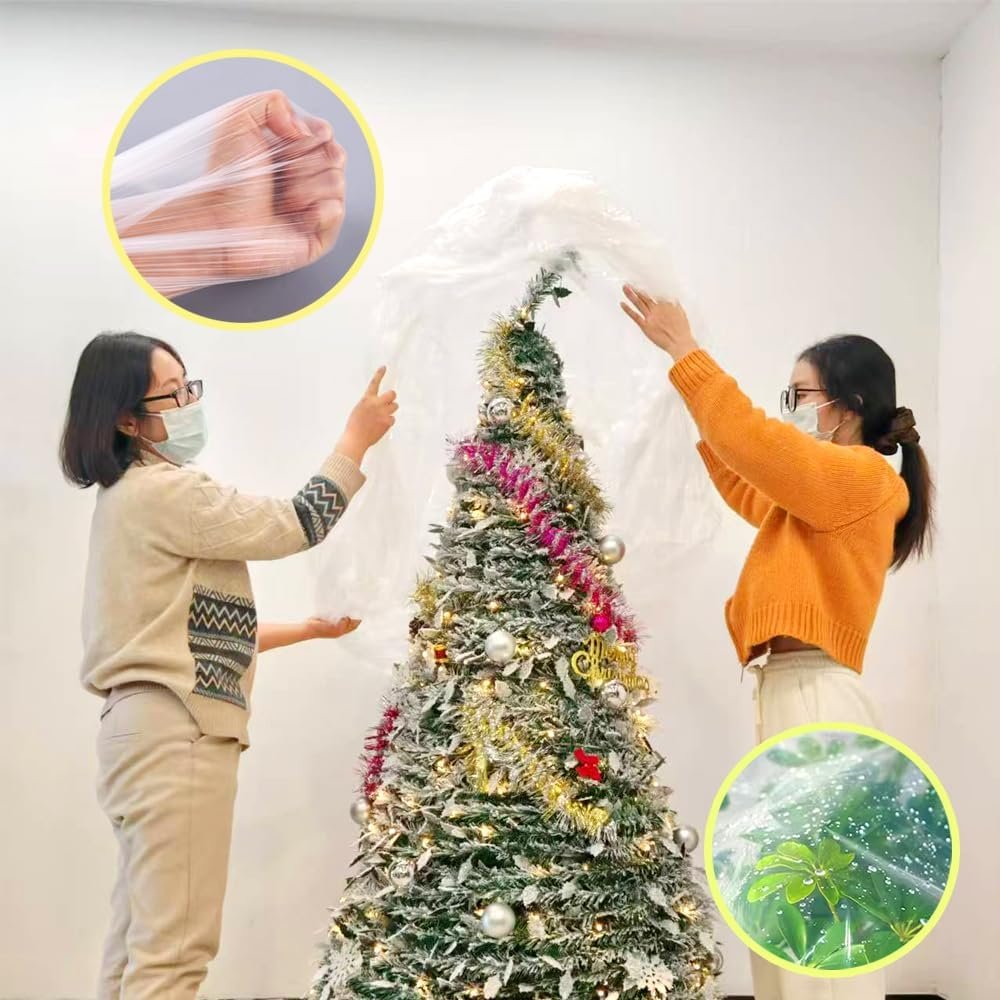 TopSoon Christmas Tree Removal Bag 9-Feet Tall by 6-Feet Wide Christmas Tree Disposal Bag Plastic Patio Furniture Cover Large Clear Storage Bag - Image 6