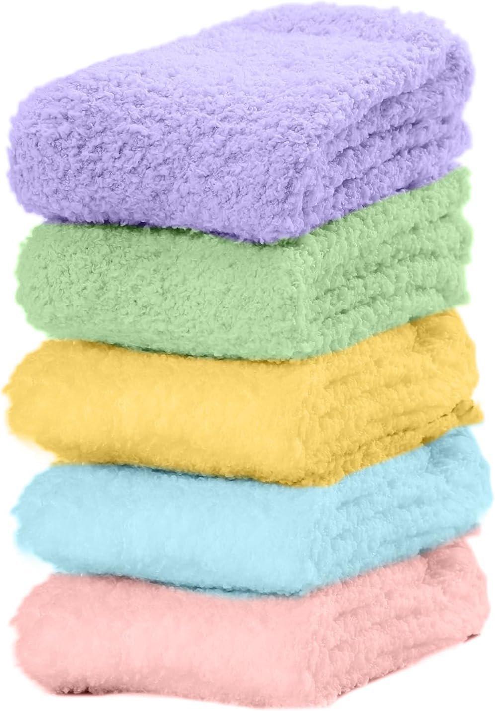 Mason Life Fuzzy Slipper Socks, 5 Pairs Fuzzy Socks Cozy Socks for Women, Non Slip Socks Fluffy Socks Winter Warm Soft Sleeping Socks for Women Adult Christmas Gifts - Image 2
