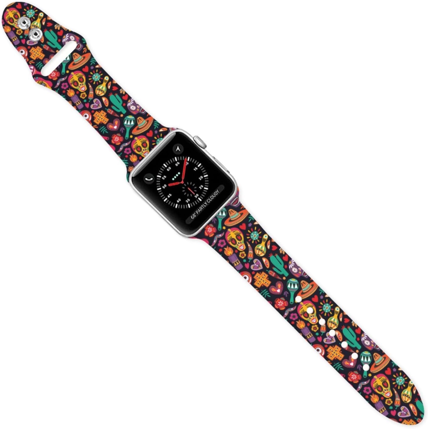 Dia De Los Muertos Day Of The Dead Mexican Watch Bands Compatible with Apple Watch Band 38mm 40mm 41mm 42mm 44mm 45mm 49mm for Women Men, Soft Sport Strap Silicone Replacement Wristband for iWatch - Image 9