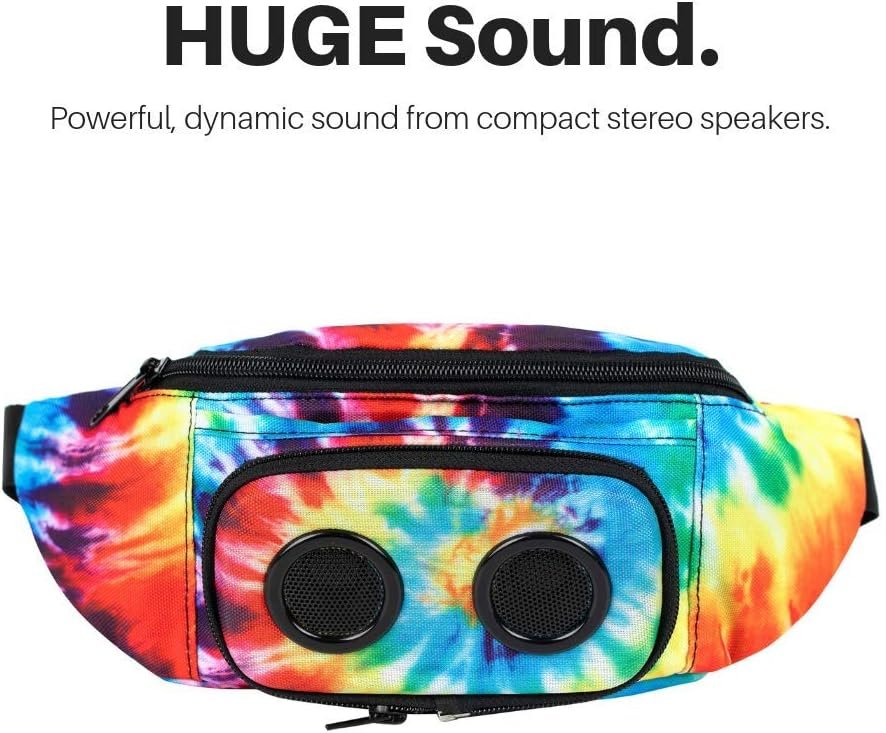 Fannypack with Speakers. Bluetooth Fanny Pack for Parties/Festivals/Raves/Beach/Boats. Rechargeable, Works with iPhone & Android. (Tie Dye, 2024 Edition) - Image 4