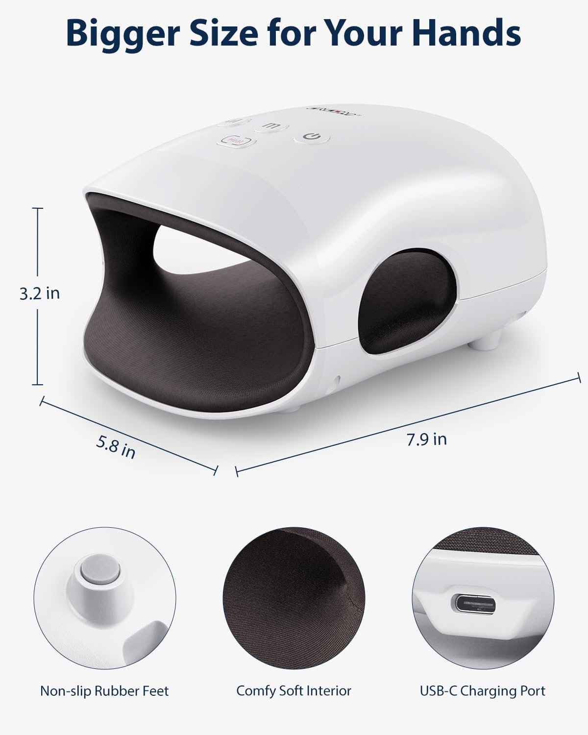 CINCOM Hand Massager - Cordless Hand Massager with Heat and Compression for Arthritis and Carpal Tunnel(FSA or HSA Eligible)(White) - Image 4