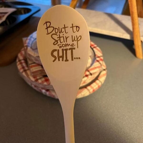 1 Pcs Christmas Gift Funny Spoons, Bout to Stir Up Some Shit Funny Wooden Spoons,Funny Wooden Spoons,Christmas Holiday Prank Gag Gift - Image 2