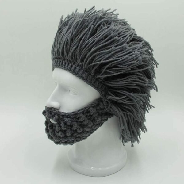 Flyou Wig Beard Hats Handmade Knit Warm Winter Caps Ski Funny Mask Beanie for Men Women - Image 4