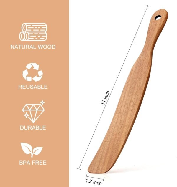 Skinny Wooden Spurtle for Sourdough Starter, Spreading, Baking, Mixing Sourdough Spoon Stirring Stick Wood Bread Spatula for Cooking Utensils Flat Spurtles Kitchen Tools Scraper Jar Spatula - Image 6