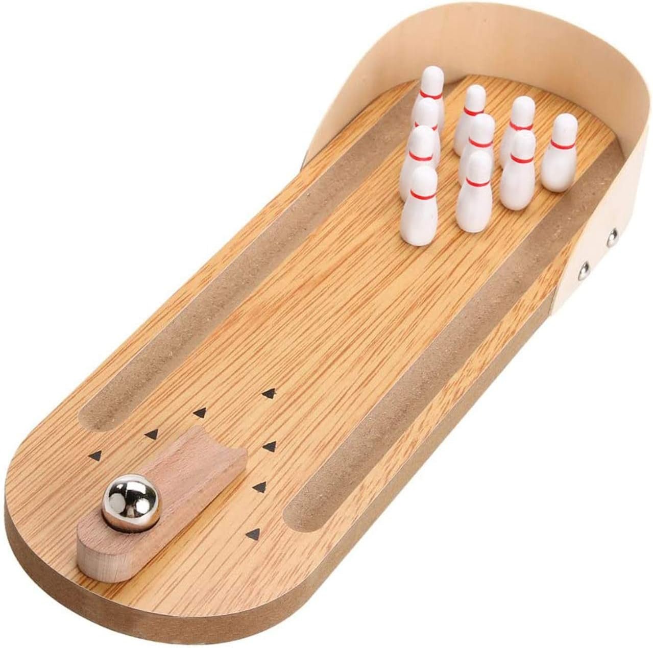 Table Top Mini Bowling Game Set-Tabletop Wooden Board Mini Arcade Desktop Tiny Bowling Shooting Alley Office Desk Stress Relief Gadgets Small Finger Toys Fun Gag Gifts for MenWomen Kids Teens Boys - Image 2