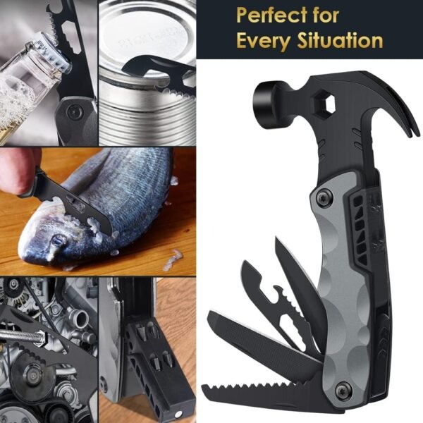 Multitool Camping Accessories Stocking Stuffers for Men Dad Gifts, 13 In 1 Survival Multi Tools Hammer Christmas Cool Gadgets for Adults Him Boyfriend Husband Grandpa Women Birthday Valentines Fathers - Image 8