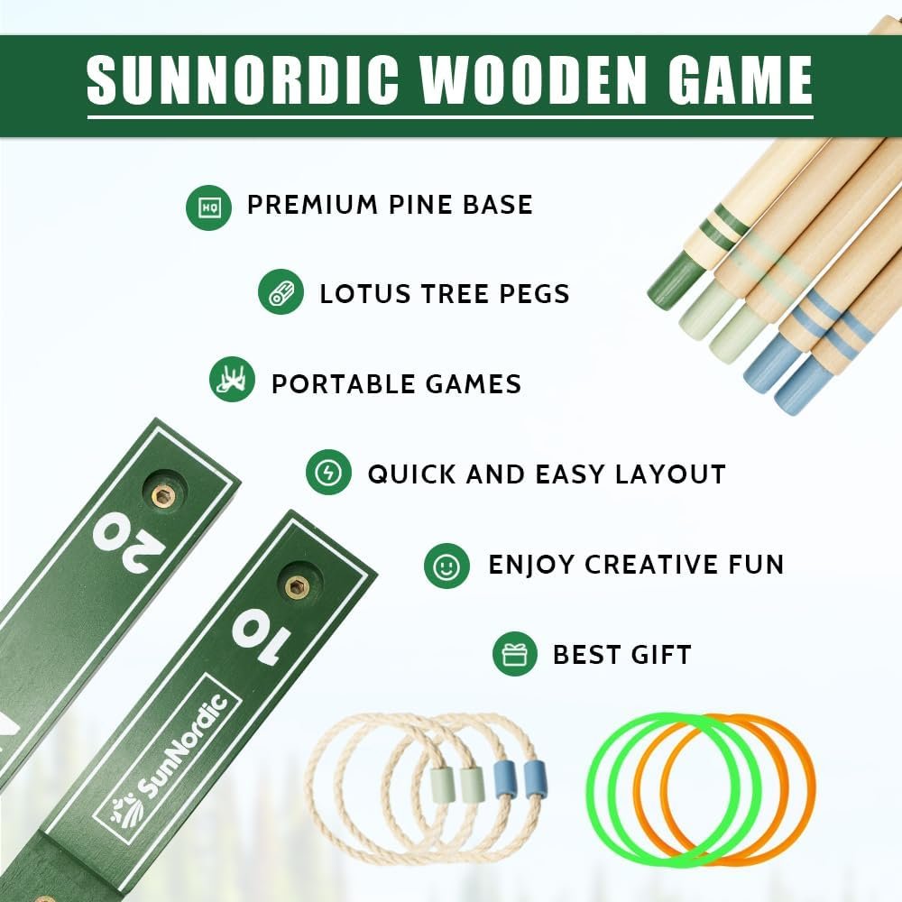 Ring Toss Outdoor Game Set, Fun Outdoor Yard Game with Toss Rings & Carrying Bag for All Weather, Ring Toss Yard Game for Kids, Adults & Family - Image 3
