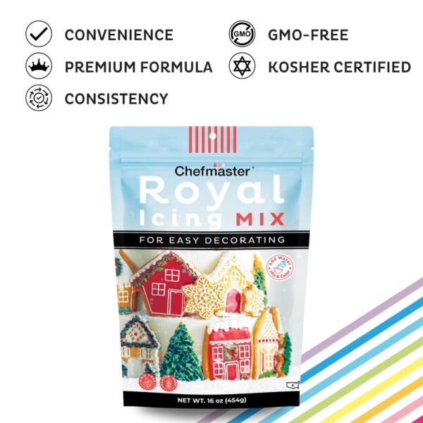 Chefmaster Premium Holiday Royal Icing Mix, Decorating Cookies, Making Cake Decorations, Extra Smooth & Versatile, Just Add Water, Non-GMO, Made in USA, 16 oz - Image 4