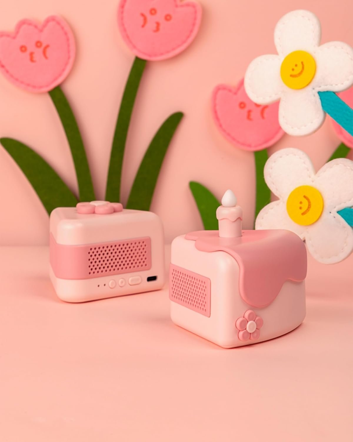 Cute Bluetooth Speaker,Portable Wireless Speaker with Loud Stereo Sound,Blow-Out Candle Lights,60s Recording Function,6H Play Supports TWS Pairing for Birthday Gifts,Room Decor(2Pcs/Pink) - Image 6