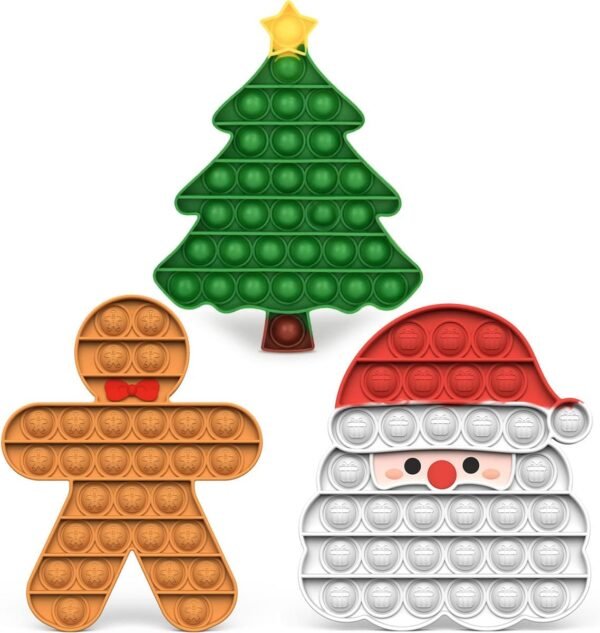 Christmas Decorations Pop Fidgets Toys - Push It Bubbles Sensory Toy Christmas Party Decor Santa Claus Gingerbread Man Tree Decoration for Kids Adults Stress Autism Relief Parties Games Poppers - Image 2