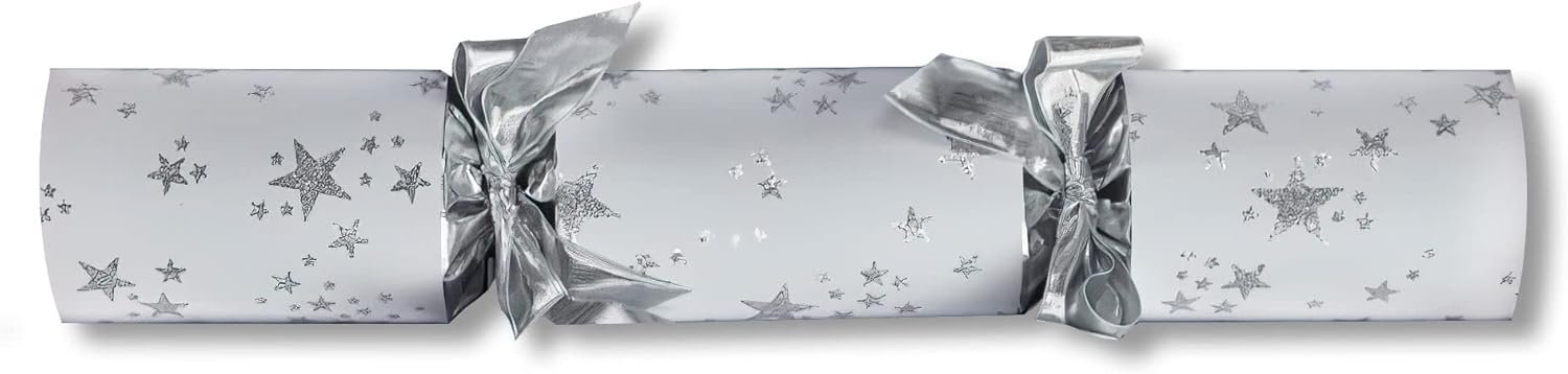 Olde English Crackers Twinkle Star Christmas Party Favors - Set of 6 luxury decorative favors for all holiday occasions Silver White - Image 4