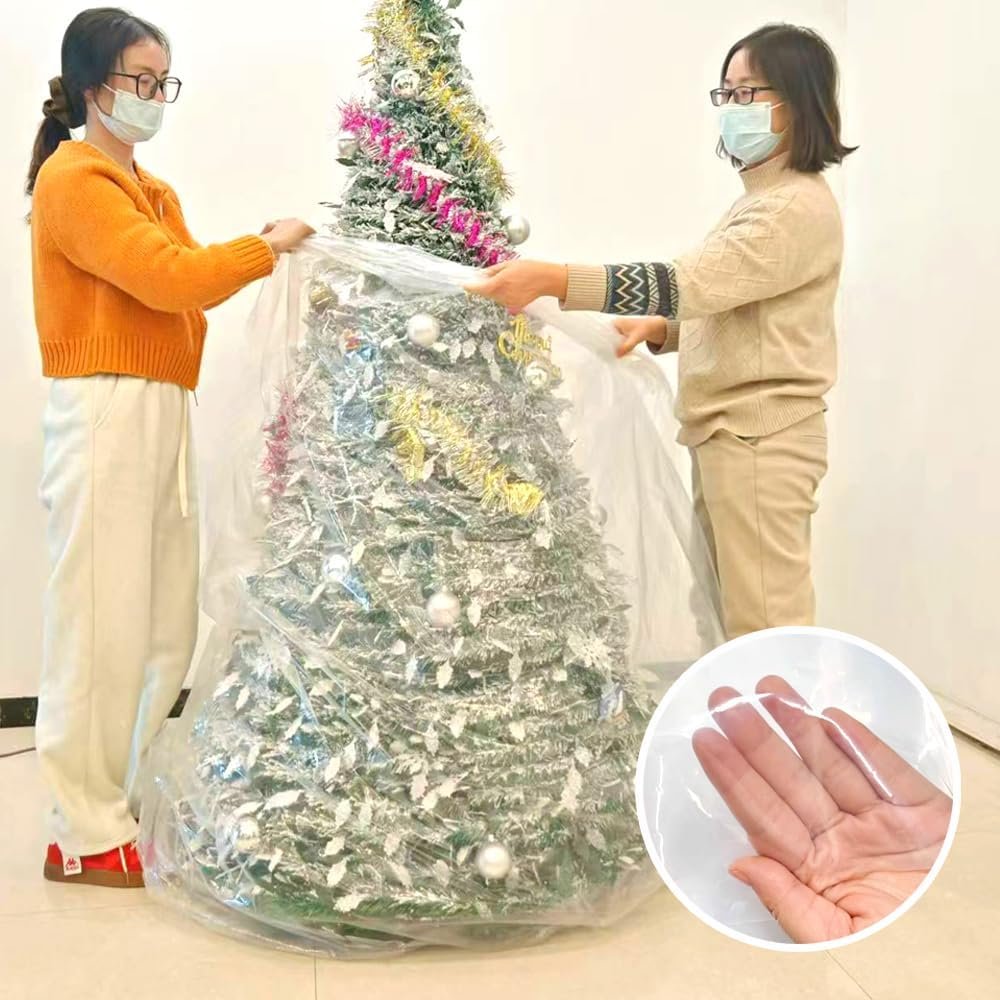 TopSoon Christmas Tree Removal Bag 9-Feet Tall by 6-Feet Wide Christmas Tree Disposal Bag Plastic Patio Furniture Cover Large Clear Storage Bag - Image 5