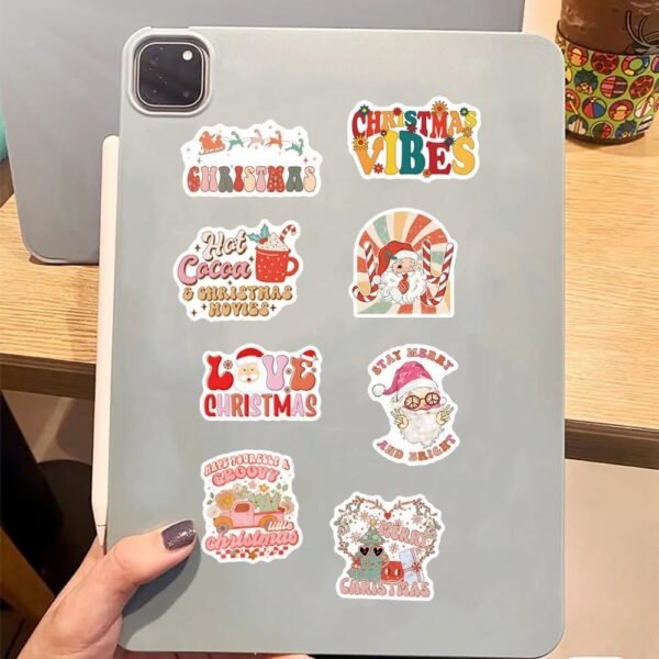 100PCS Christmas Aesthetics Stickers,Groovy Boho Hippie Cute Christmas Gifts for Kid Teens,Adults,Christmas Party,Waterproof Vinyl Stickers for Water Bottle,Laptop,Phone,Cup,Bumper,Skateboard,Luggage - Image 6