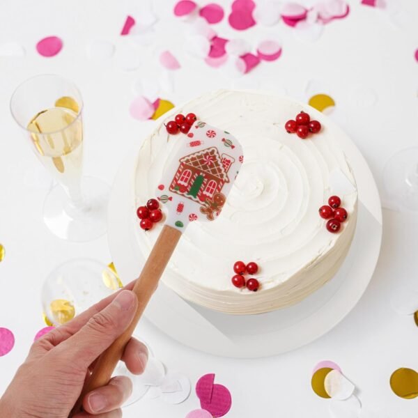 Alipis 4pcs Christmas Silicone Spatula Set Cake Icing Spatula Cream Scraper Snowflake Christmas Tree Gingerbread Man Pattern for Xmas Holiday Baking Cooking - Image 6