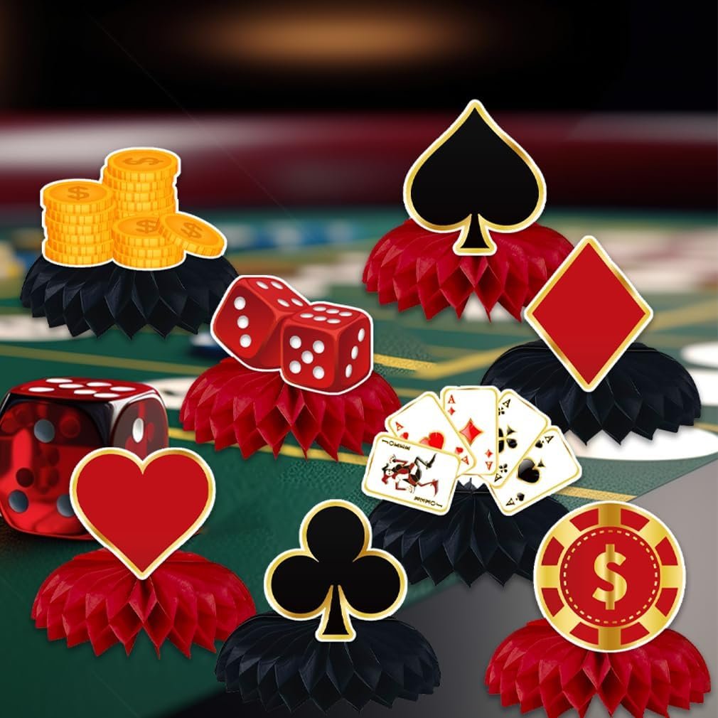 8Pcs Casino Honeycomb Table Centerpieces for Party Decorations - Festive Happy Birthday Party Supplies - Image 7