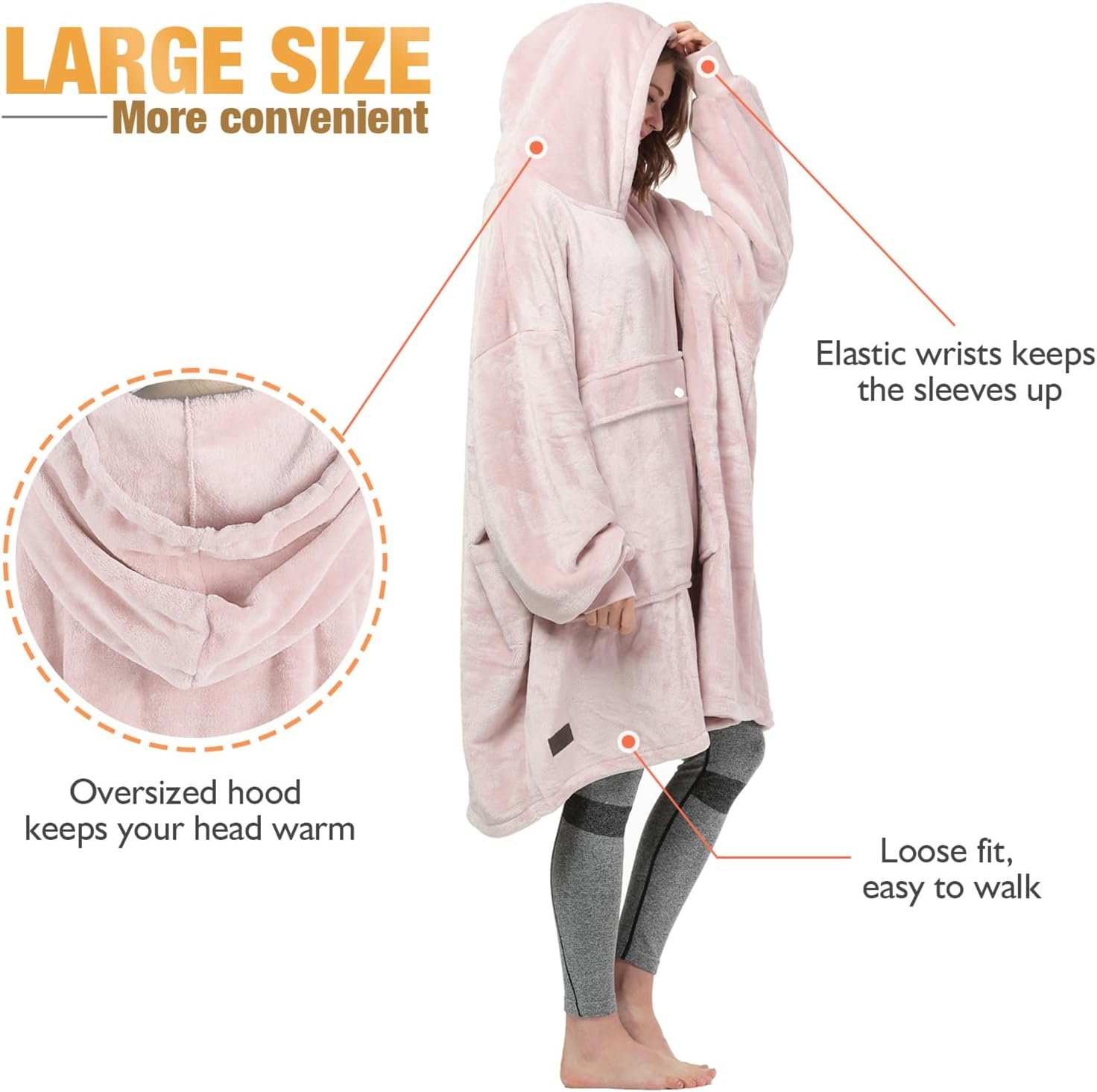 Catalonia Oversized Blanket Hoodie Sweatshirt, Fleece Pullover with Large Front Pocket, for Adults Men Women - Image 4