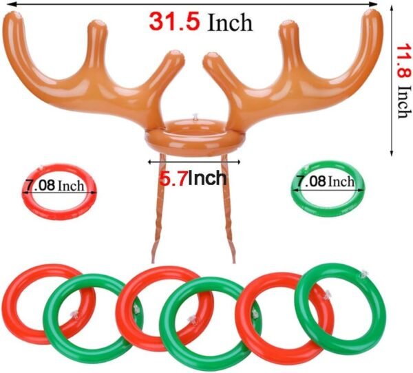 Christmas Party Games Reindeer Ring Toss Set(2Pack), Konsait Inflatable Reindeer Antler Ring Toss Game for Kids Children for Xmas Party Reindeer Games Christmas Party Games Favors Supplies - Image 3