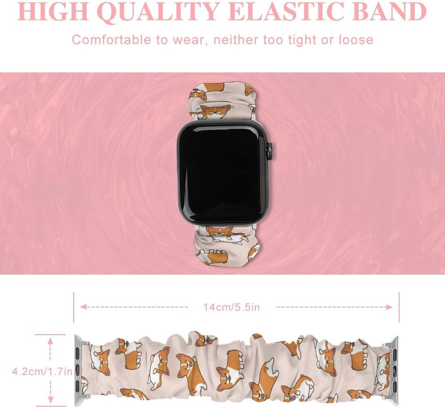 Soft Scrunchie Bands Compatible with Apple Watch Band, Stretchy Replacement Wristbands Smart Watch Strap - Image 3