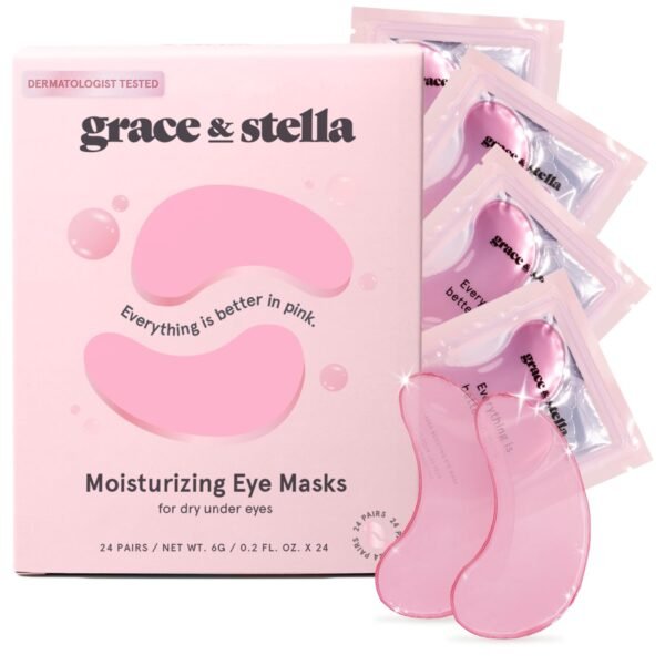 grace & stella Award Winning Under Eye Mask - Christmas Gifts for Women, Christmas Gifts for Mom - Reduce Dark Circles, Puffy Eyes, Undereye Bags, Wrinkles - Under Eye Patches - Vegan (24 Pairs, Pink) - Image 2
