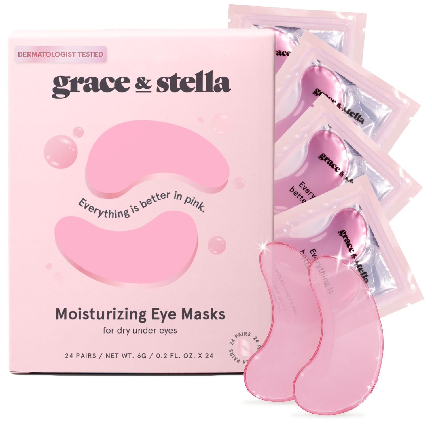grace & stella Award Winning Under Eye Mask - Christmas Gifts for Women, Christmas Gifts for Mom - Reduce Dark Circles, Puffy Eyes, Undereye Bags, Wrinkles - Under Eye Patches - Vegan (24 Pairs, Pink) - Image 2