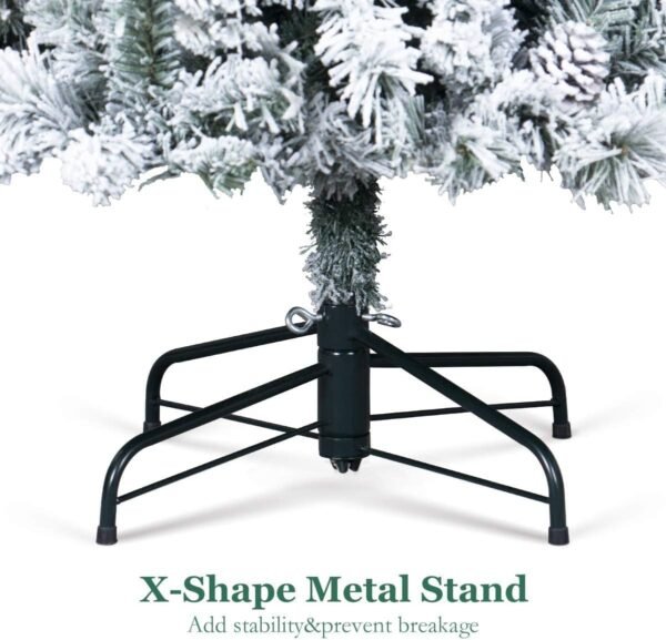 7.5 FT Prelit Christmas Tree Snow Flocked, Premium Hinged Christmas Tree, Artificial Xmas Tree for Indoor and Outdoor - Image 6