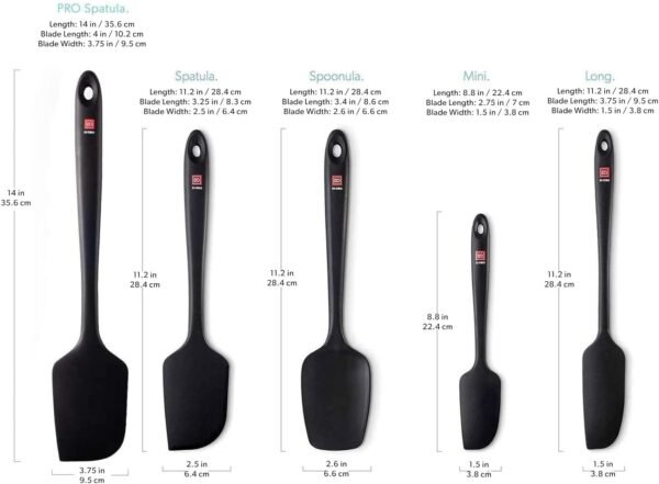 DI ORO Silicone Spatula Set - Rubber Kitchen Spatulas for Baking, Cooking, & Mixing - 600°F Heat-Resistant & BPA Free Silicone Scraper Spatulas for Nonstick Cookware - Dishwasher Safe (5pc, Black) - Image 6