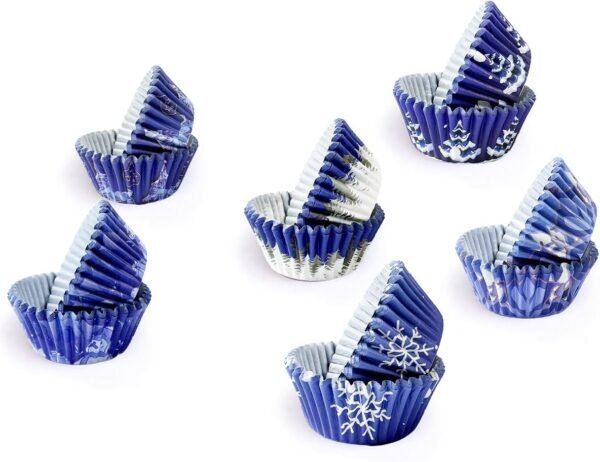 qiqee Christmas Mini 300PCS Gradient Cupcake Liners Cupcake Cups 6 Designs Cupcake Papers Baking Cups Cupcake Wrappers (Small Size) - Image 4