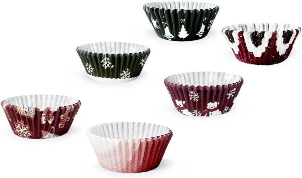qiqee Christmas 300-Count Cupcake Liners Standard Cupcake Cups 6 Design Cupcake Papers Baking Cups Cupcake Wrappers (Standard Size) - Image 4
