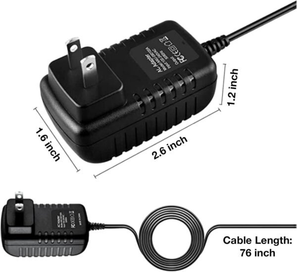 8V AC/DC Adapter Compatible with Mr. Christmas Holiday Music Box w/Skaters Lighted Animated Rotating Victorian 142362 745675 MrChristmas Item 14885 14889 8VDC 600mA Power Supply Cord Charger - Image 4