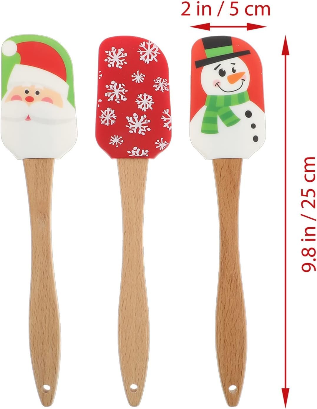 Cabilock 8 pcs Christmas Silicone Spatula-Christmas Baking Spatula with Wooden Handle,Mixing Scraper Christmas Decorating for Kitchen Baking Cookie Cake - Image 7