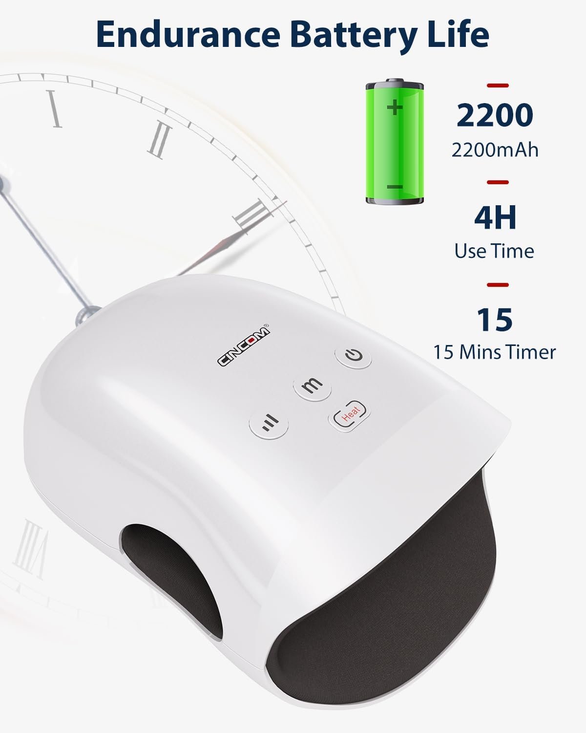 CINCOM Hand Massager - Cordless Hand Massager with Heat and Compression for Arthritis and Carpal Tunnel(FSA or HSA Eligible)(White) - Image 6