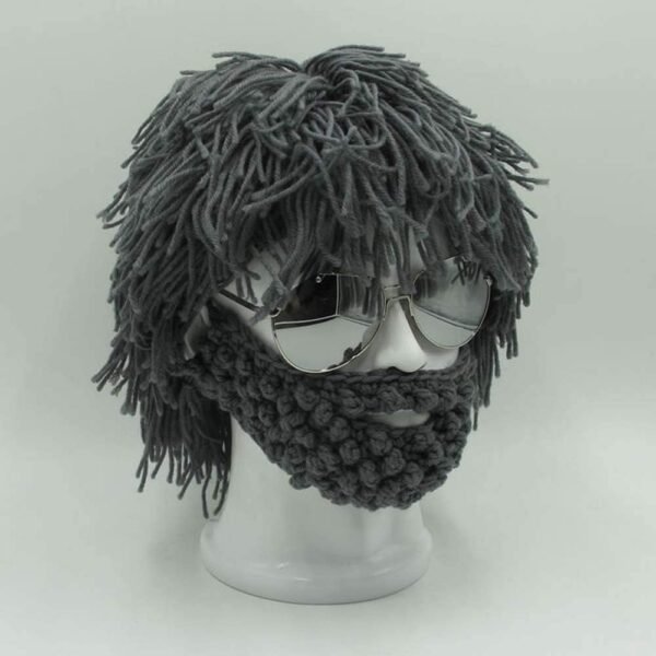 Flyou Wig Beard Hats Handmade Knit Warm Winter Caps Ski Funny Mask Beanie for Men Women - Image 7
