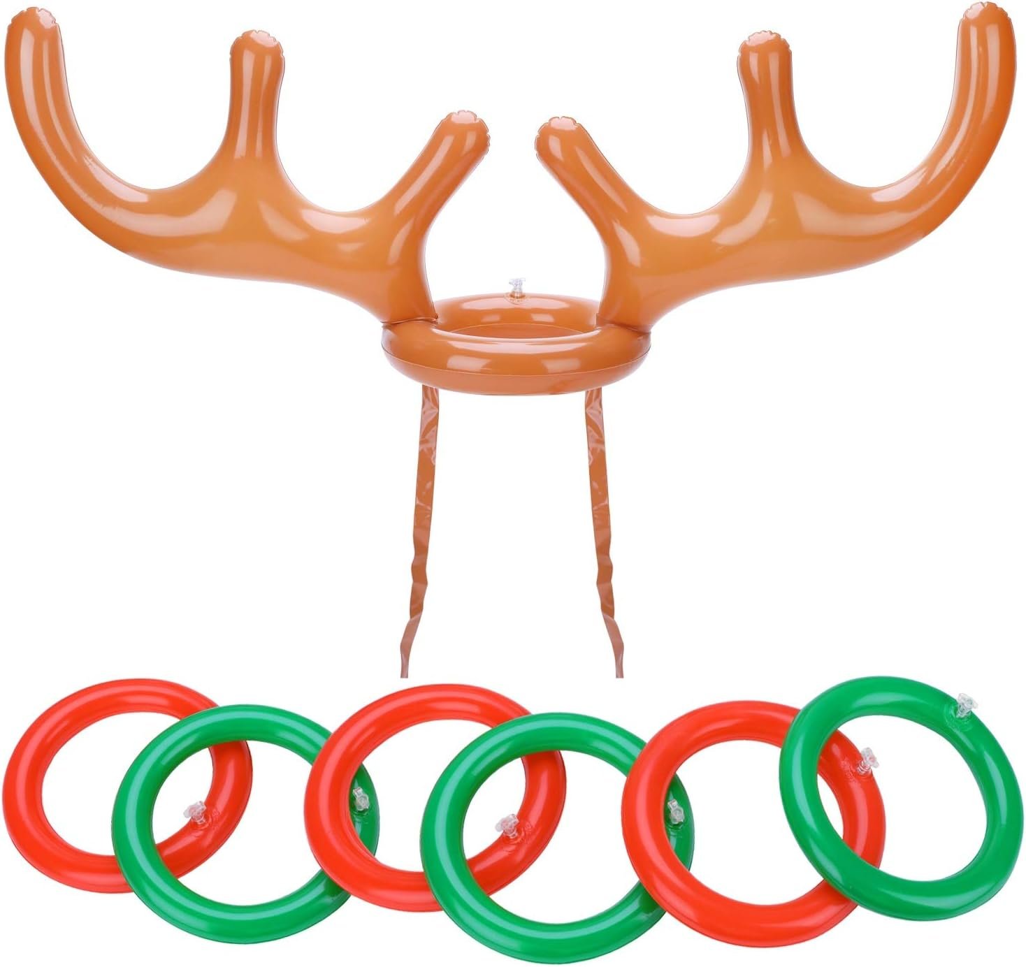 Christmas Party Games Reindeer Ring Toss Set(2Pack), Konsait Inflatable Reindeer Antler Ring Toss Game for Kids Children for Xmas Party Reindeer Games Christmas Party Games Favors Supplies - Image 7