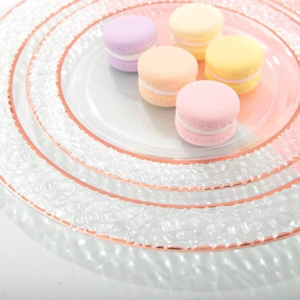 Ciaell 150PCS Rose Gold Plastic Plates – Disposable Rose Gold Plates with Rose Gold Plastic Silverware include 50Plates, 25Forks, 25Knives, 25Spoons, 25Cups for Wedding & Party - Image 9